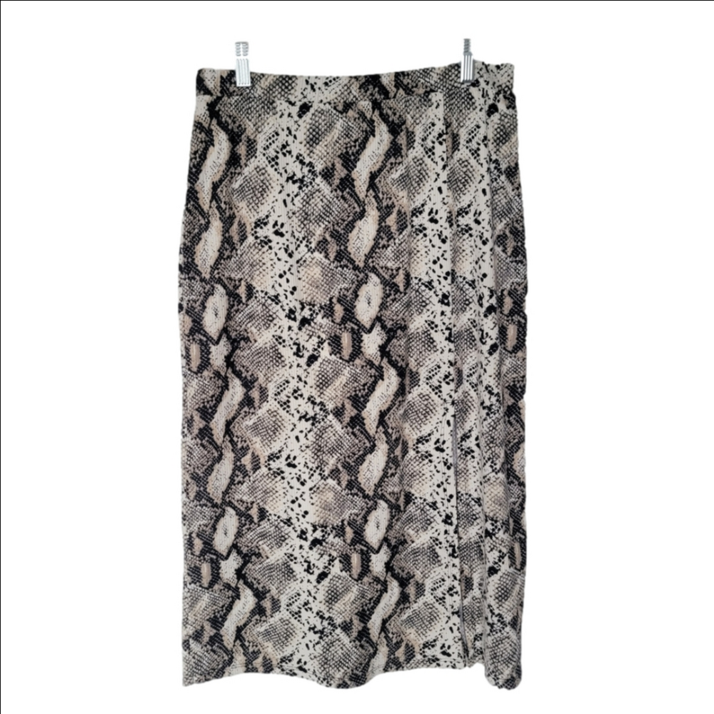 Good Luck Gem Black and Cream Snake Print Pencil Skirt